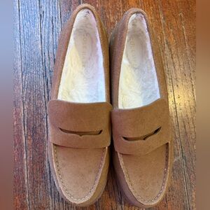 Cole Haan Camea Lug Sole Penny Suede Loafers chunky heel